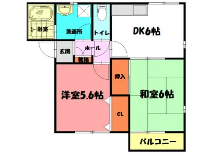 メゾンナカニシ(2DK/2階)の間取り写真