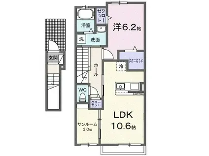 アルカンシエル・ベルII(1LDK/2階)の間取り写真