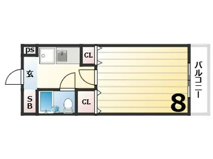 Kヒルズ(1K/3階)の間取り写真