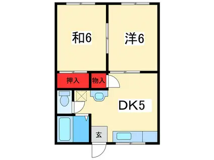 ケイスタハイツB(2DK/2階)の間取り写真