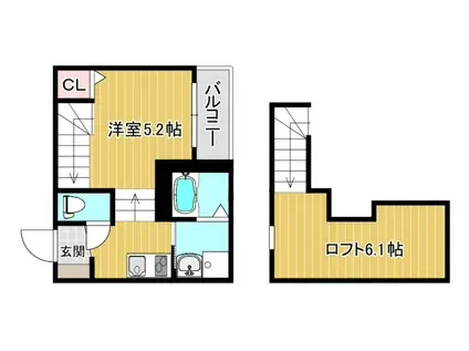 MODERN PALAZZO 須屋BALM(1K/2階)の間取り写真