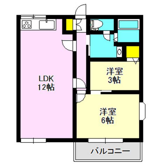 グリーンハイツ豊岡(2LDK/1階)の間取り写真