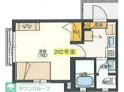 シルビアコート(1K/2階)の間取り写真