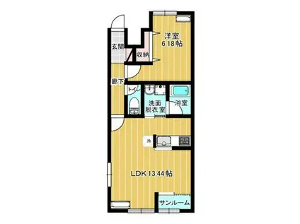  ドゥオ(1LDK/1階)の間取り写真