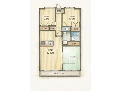 ヒルズ小名川WINGα(3LDK/3階)の間取り写真