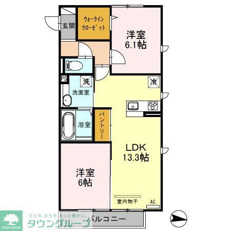 元町イグレットII(2LDK/3階)の間取り写真
