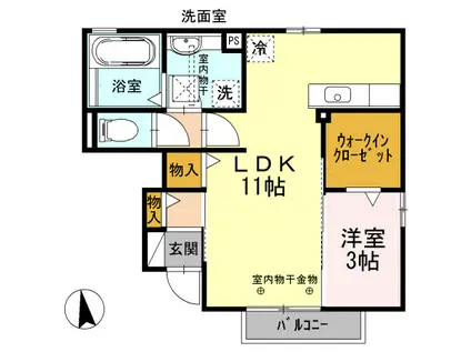 ラグラス A棟(1LDK/1階)の間取り写真