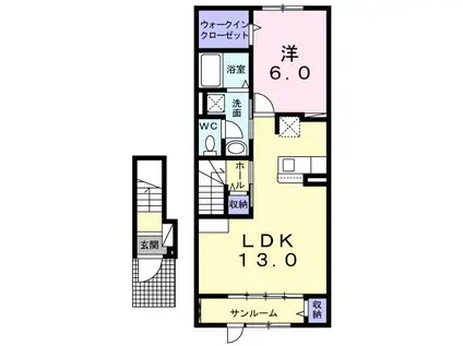 ル・ヴィヴォント(1LDK/2階)の間取り写真