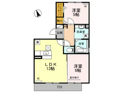 ウィングヴィラ(2LDK/1階)の間取り写真