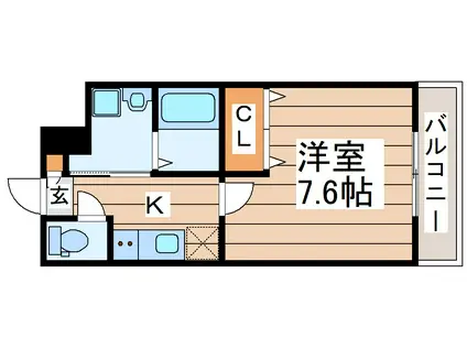 ルミナス荒井西(1K/4階)の間取り写真