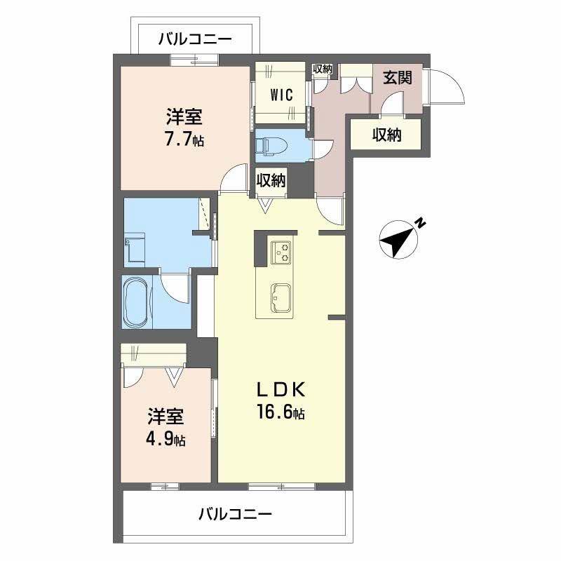 シャーメゾンスイート森小路(2LDK/3階)の間取り写真