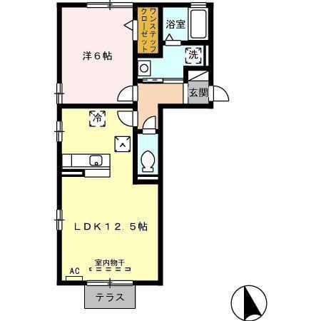 ボワ ヴィラージュ(1LDK/1階)の間取り写真