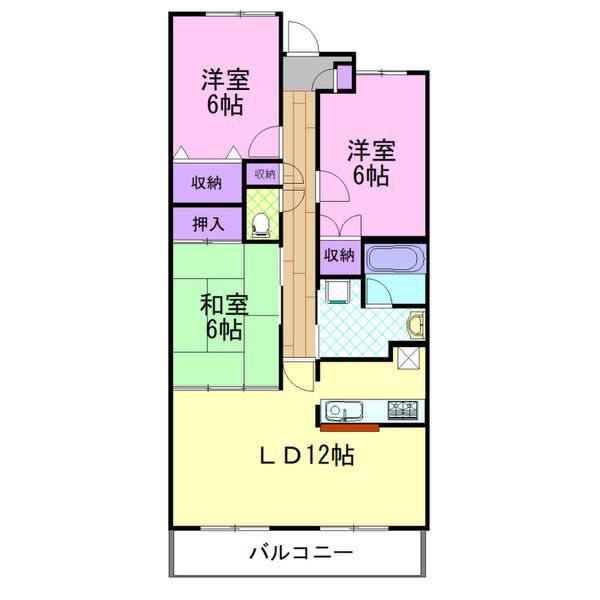 ハイツマロニエ今泉(3LDK/3階)の間取り写真