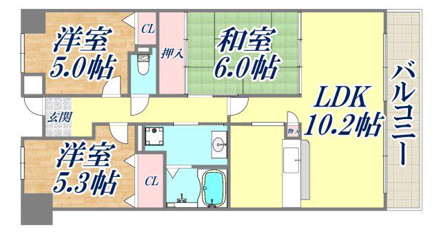 グレース門戸荘(3LDK/3階)の間取り写真