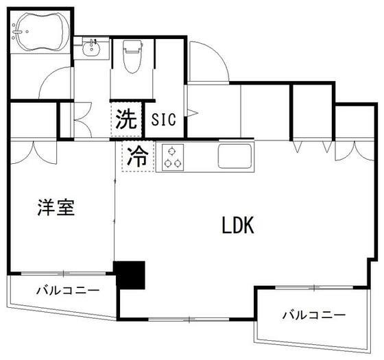 上井草マンション(1LDK/4階)の間取り写真