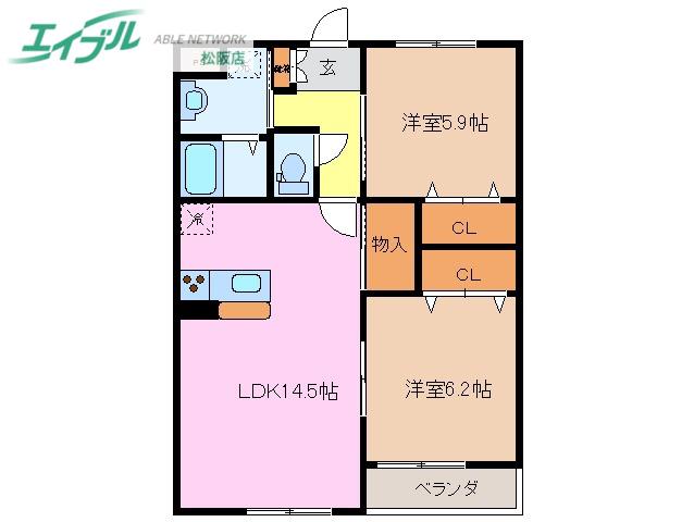 アイズ タウン(2LDK/1階)の間取り写真