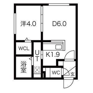 CASA BIANCA札幌駅西口(1LDK/1階)の間取り写真