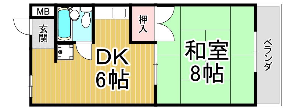 ソレイユ伊丹(1DK/2階)の間取り写真