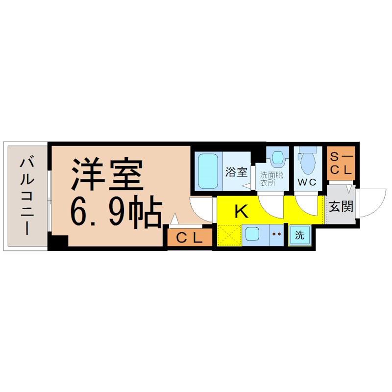 プレサンス東別院駅前II(1K/7階)の間取り写真
