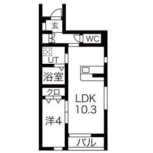 CASA ETERNO(1LDK/1階)の間取り写真