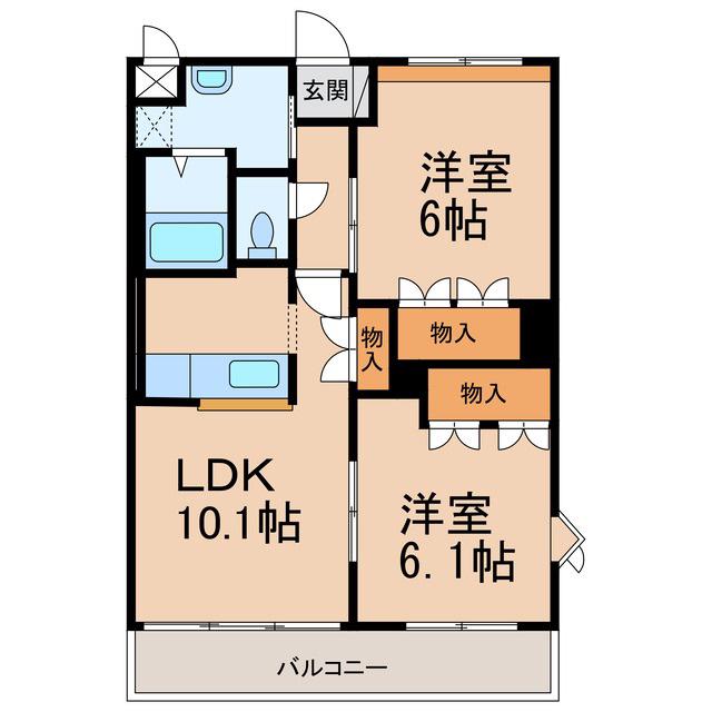 ＪＲ阪和線 紀伊駅 徒歩47分 2階建 築20年(2LDK/2階)の間取り写真