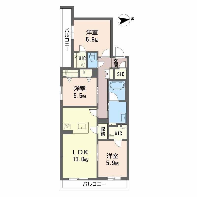 シャーメゾン渋川III(3LDK/2階)の間取り写真