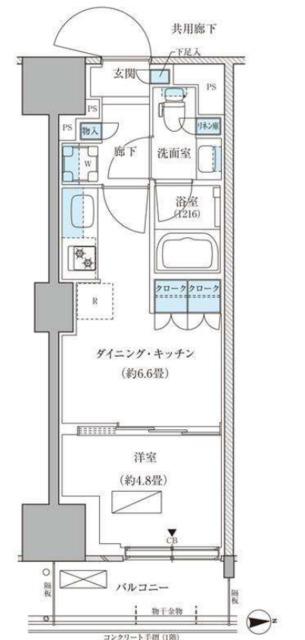パークアクシス品川天王洲アイル(1DK/2階)の間取り写真