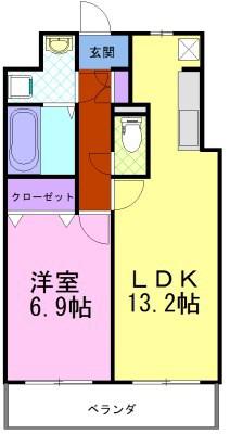 リバーサイド天神(1LDK/6階)の間取り写真