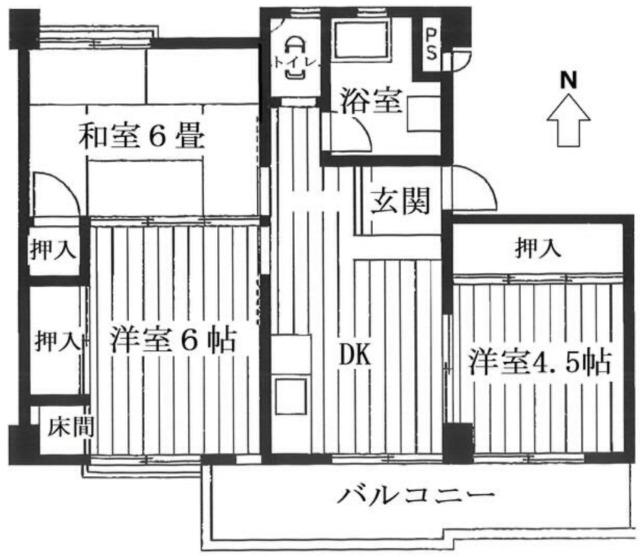 五番町ハイツ B棟(3DK/3階)の間取り写真