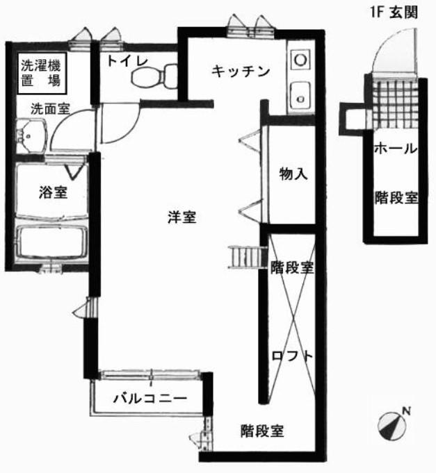 ウイン三茶(1K/1階)の間取り写真