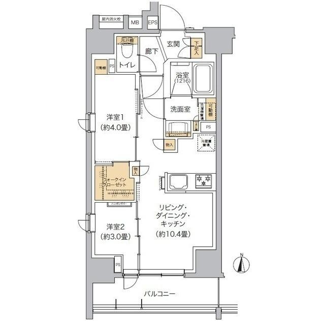 リビオメゾン東池袋(2LDK/7階)の間取り写真