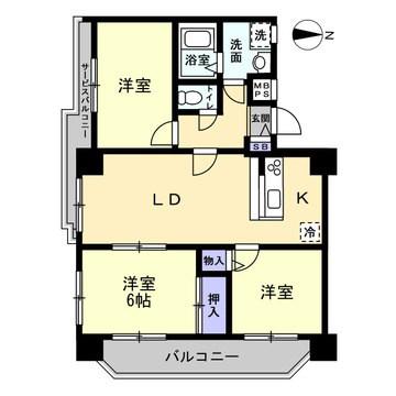 セザール北千住(3LDK/9階)の間取り写真