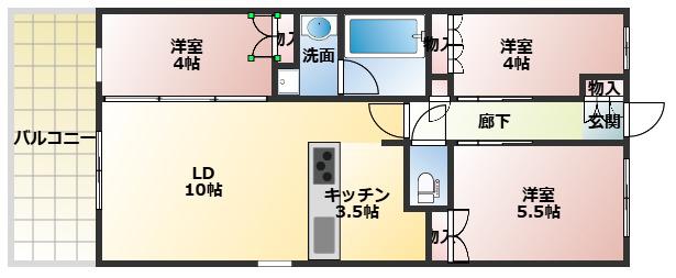 アーバンパーク淡路(3LDK/2階)の間取り写真