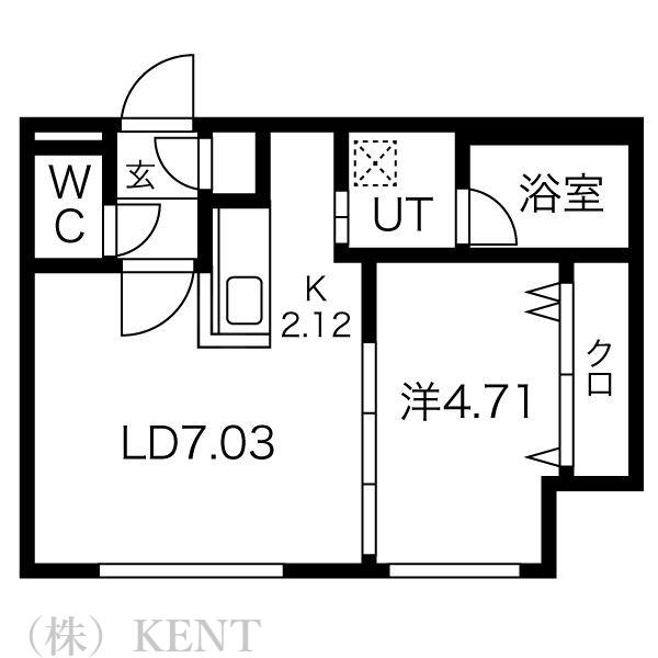 ENCHANTE サウス6(1LDK/4階)の間取り写真