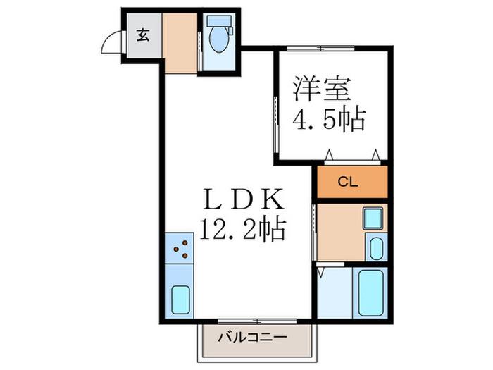 フォレスタ上高野(1LDK/2階)の間取り写真