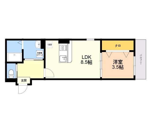 南区塩原1丁目(1LDK/3階)の間取り写真