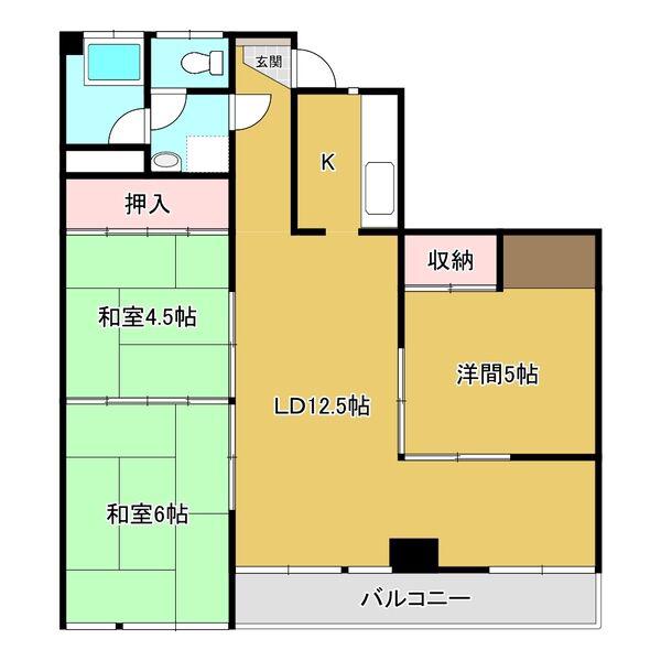 栄コーポラス(3LDK/3階)の間取り写真