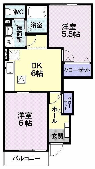 プーロ・ジラソーレ(2DK/1階)の間取り写真
