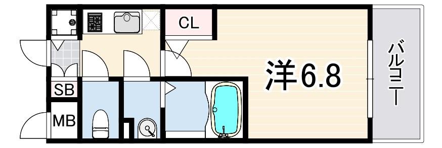 エスリードレジデンス神戸三宮(1K/8階)の間取り写真