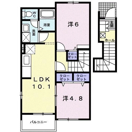サンリット G(2LDK/2階)の間取り写真