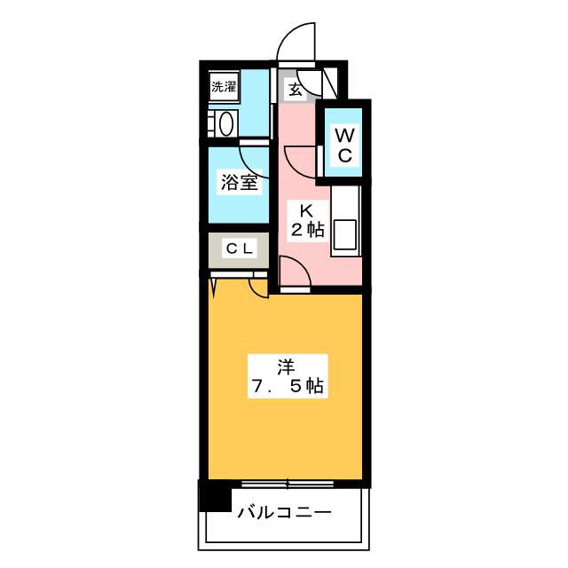 レジディア博多II(1K/3階)の間取り写真