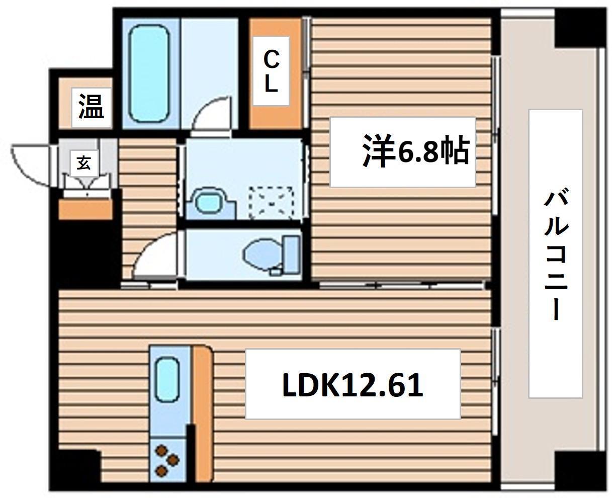 ファーストクラス市民病院前(1LDK/3階)の間取り写真
