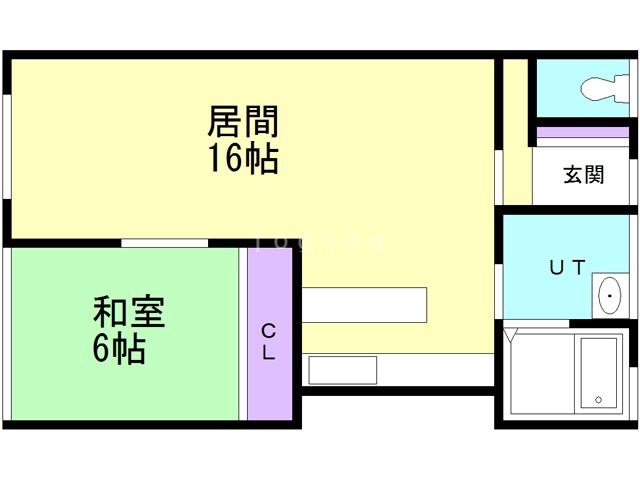 フラット淋城A(1LDK/1階)の間取り写真