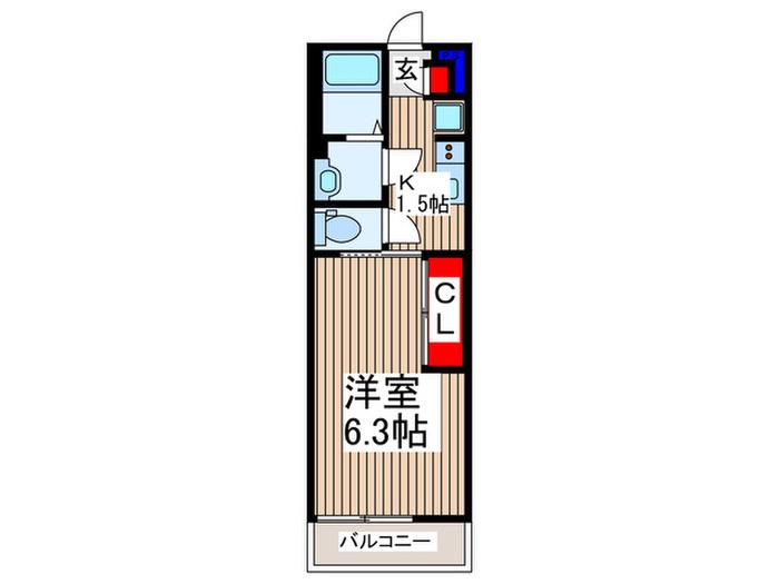 茶色い家・柏(1K/1階)の間取り写真