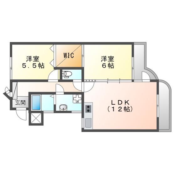 村山ハイツ(2LDK/4階)の間取り写真