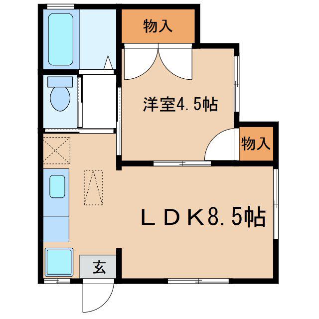 メゾンナビア(1LDK/2階)の間取り写真