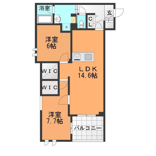 シャーメゾン ルモラ(2LDK/2階)の間取り写真