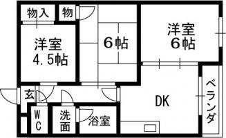 メゾンドールヤマヒデ弐番館(2DK/3階)の間取り写真