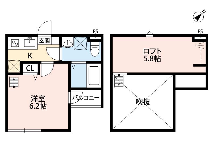 クレッセントタマ(1K/1階)の間取り写真