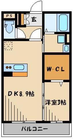 トレビナ与野本町(ワンルーム/2階)の間取り写真